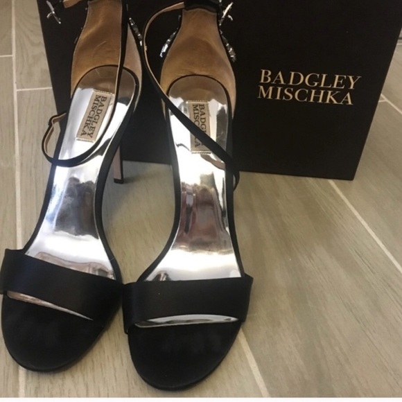 Badgley Mischka Bartley Rhinestone Black Heels - Picture 3 of 5